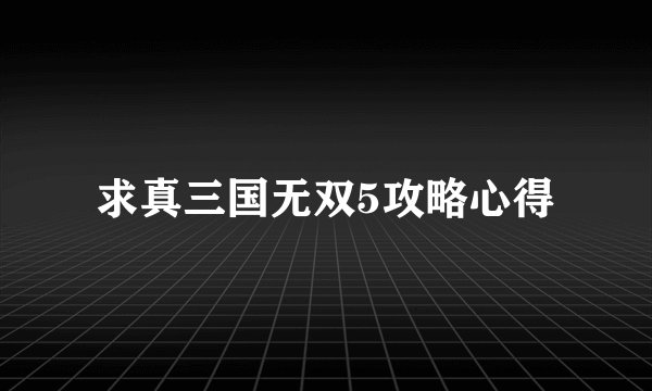求真三国无双5攻略心得