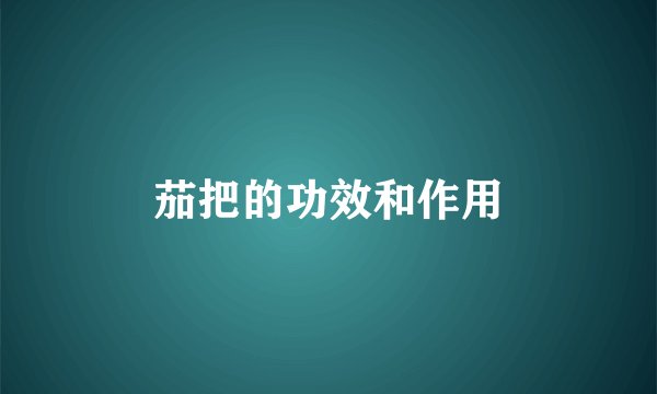 茄把的功效和作用