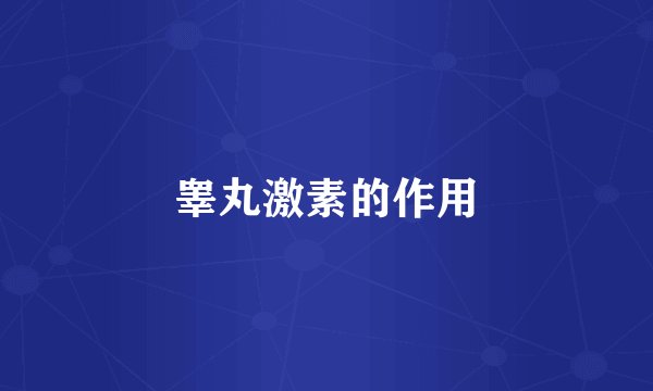 睾丸激素的作用