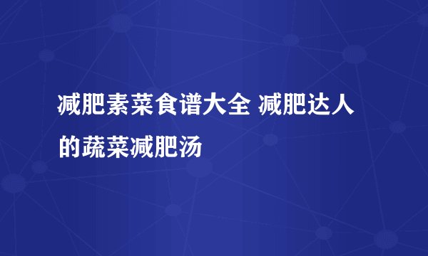 减肥素菜食谱大全 减肥达人的蔬菜减肥汤