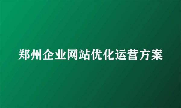 郑州企业网站优化运营方案