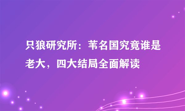 只狼研究所:苇名国究竟谁是老大,四大结局全面解读