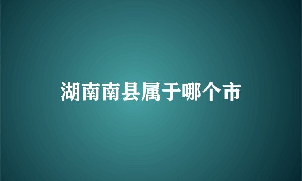 湖南南县属于哪个市