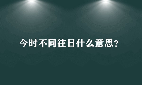 今时不同往日什么意思？