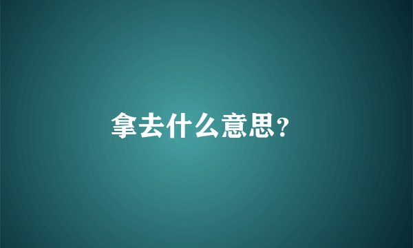 拿去什么意思？