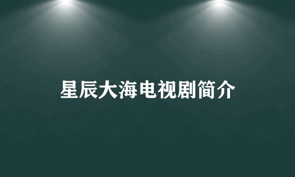 星辰大海电视剧简介