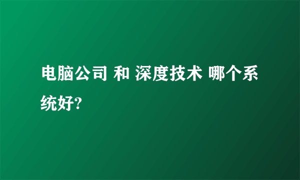 电脑公司 和 深度技术 哪个系统好?