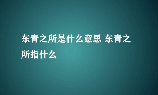 东青之所是什么意思 东青之所指什么