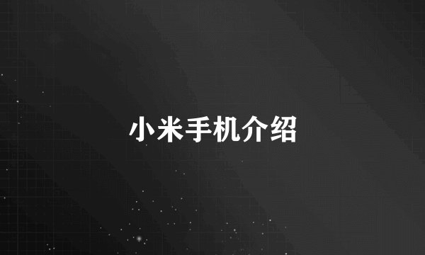 小米手机介绍