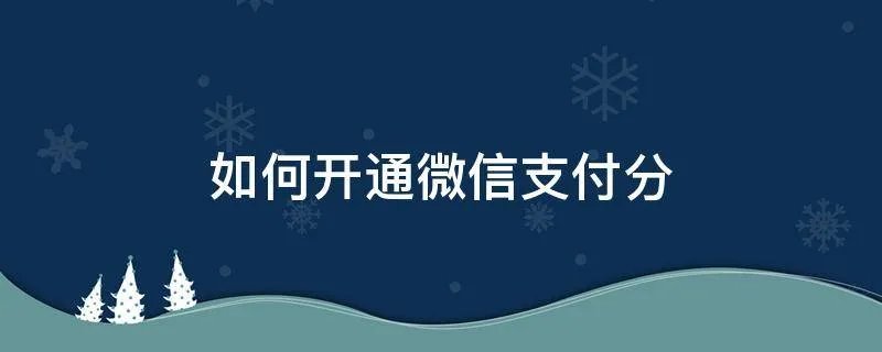 如何开通微信支付分