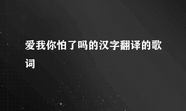 爱我你怕了吗的汉字翻译的歌词