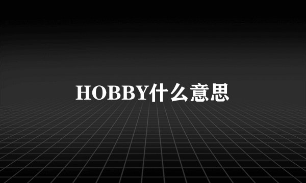 HOBBY什么意思