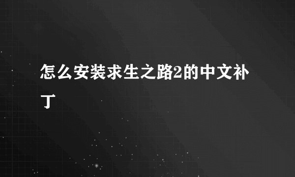 怎么安装求生之路2的中文补丁