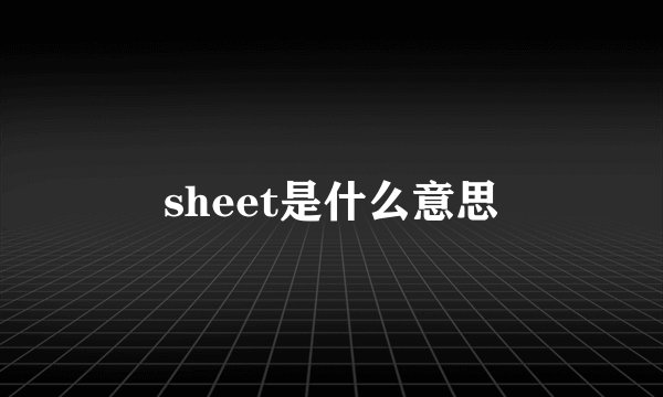 sheet是什么意思