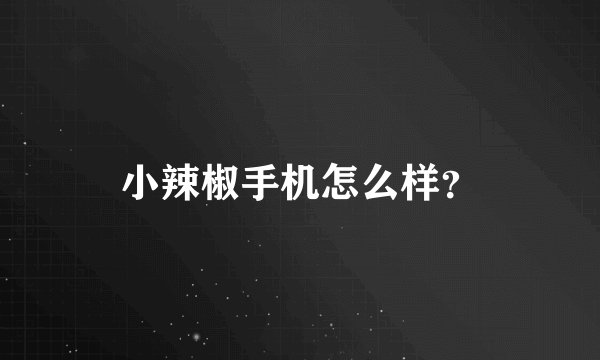小辣椒手机怎么样？