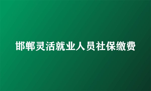 邯郸灵活就业人员社保缴费