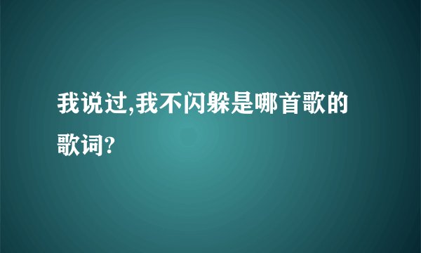 我说过,我不闪躲是哪首歌的歌词?