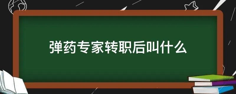 弹药专家转职后叫什么