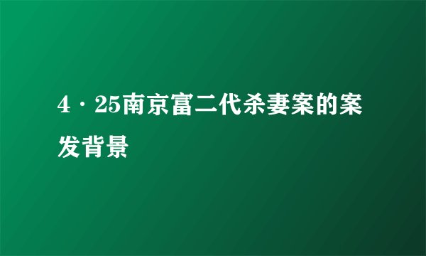 4·25南京富二代杀妻案的案发背景