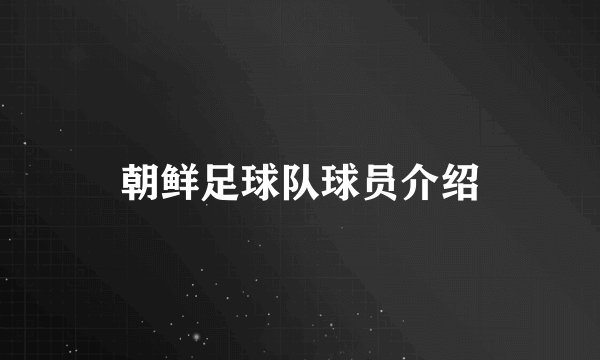 朝鲜足球队球员介绍
