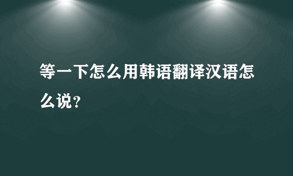 等一下怎么用韩语翻译汉语怎么说？