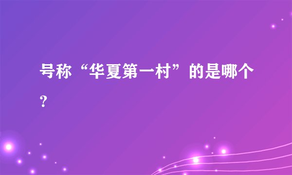 号称“华夏第一村”的是哪个？