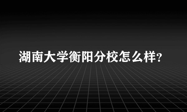 湖南大学衡阳分校怎么样?