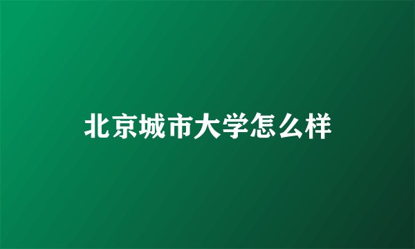北京城市大学怎么样