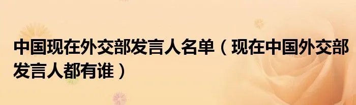 中国现在外交部发言人名单（现在中国外交部发言人都有谁）