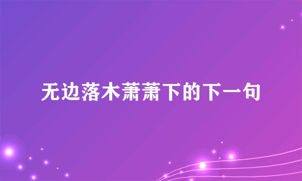 无边落木萧萧下的下一句