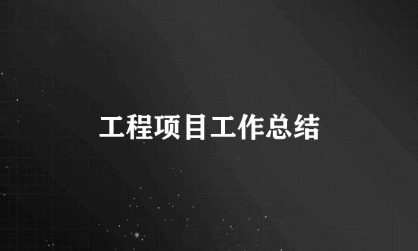 工程项目工作总结