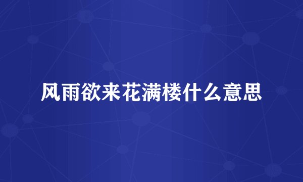 风雨欲来花满楼什么意思
