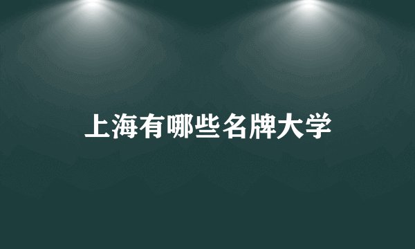 上海有哪些名牌大学
