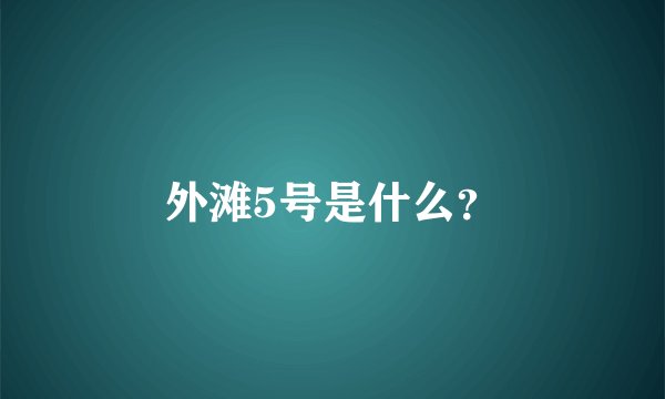 外滩5号是什么？