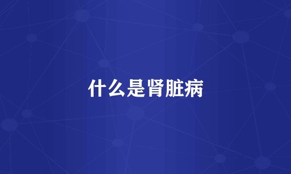 什么是肾脏病
