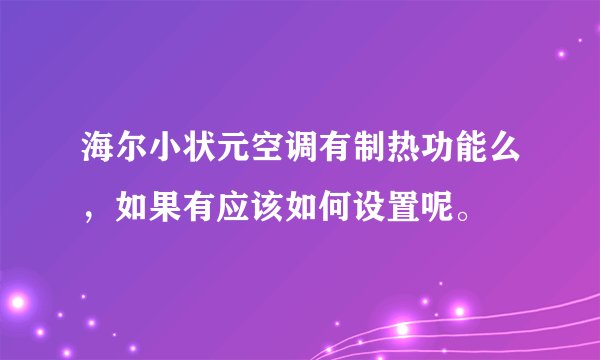 海尔小状元空调有制热功能么，如果有应该如何设置呢。