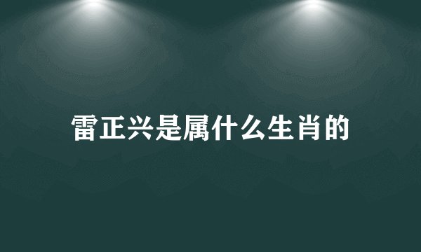雷正兴是属什么生肖的