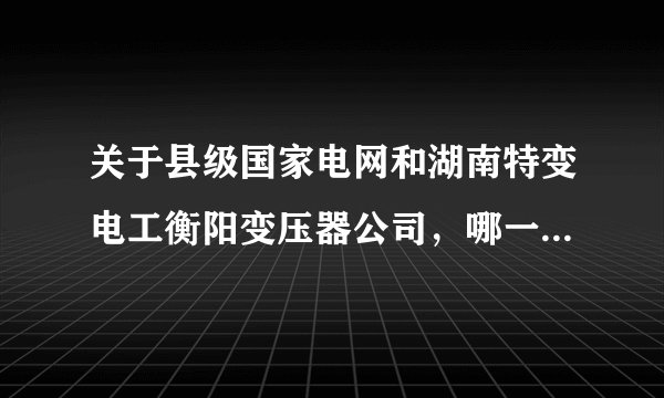 关于县级国家电网和湖南特变电工衡阳变压器公司，哪一个更好一些？希望有经验的长辈能说说其前景，谢谢！