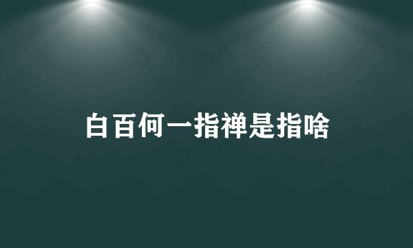 白百何一指禅是指啥