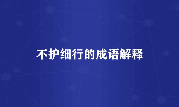 不护细行的成语解释
