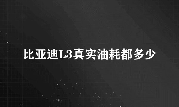 比亚迪L3真实油耗都多少