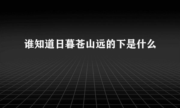 谁知道日暮苍山远的下是什么