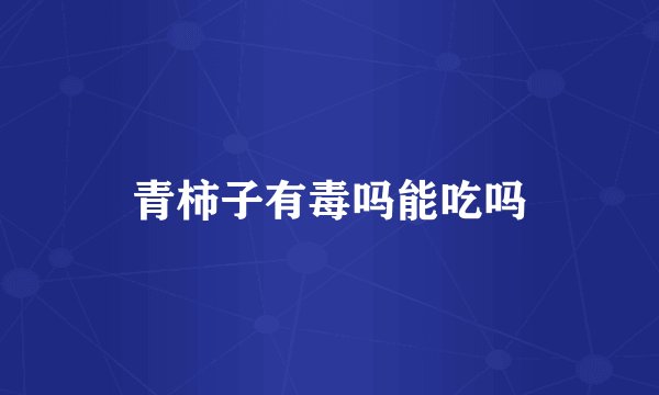 青柿子有毒吗能吃吗