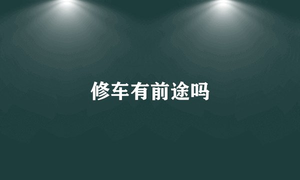 修车有前途吗