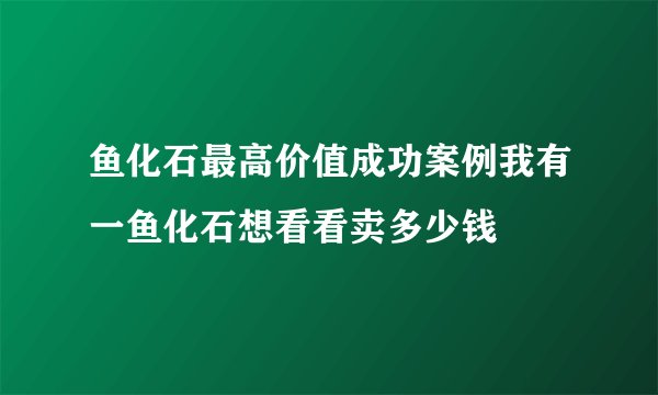 鱼化石最高价值成功案例我有一鱼化石想看看卖多少钱