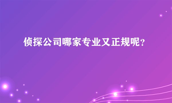 侦探公司哪家专业又正规呢?