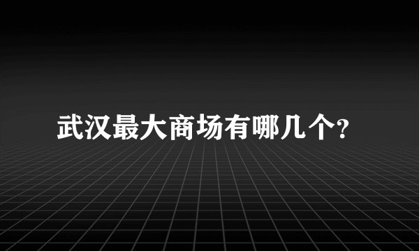 武汉最大商场有哪几个？