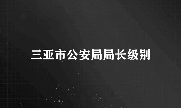 三亚市公安局局长级别