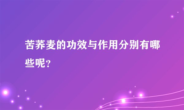 苦荞麦的功效与作用分别有哪些呢？