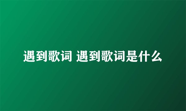 遇到歌词 遇到歌词是什么